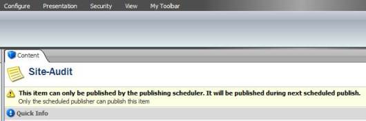 content editor warning for scheduled only publishing